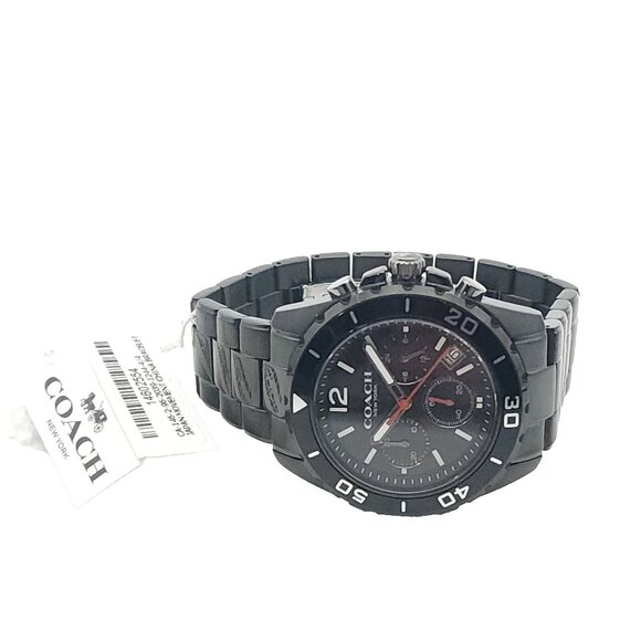 COACH KENT BLACK STAINLESS STEEL CHRONOGRAPH MENS WATCH 44MM - Picture 2 of 5